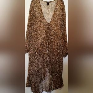 Tiered Hi Low Sheer Leopard Top